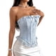 thumbnail image 3 of Tops Tipo Bustier para Mujer, Top de Encaje con Lazo y Moldeador de Cintura Azul L, 3 of 10