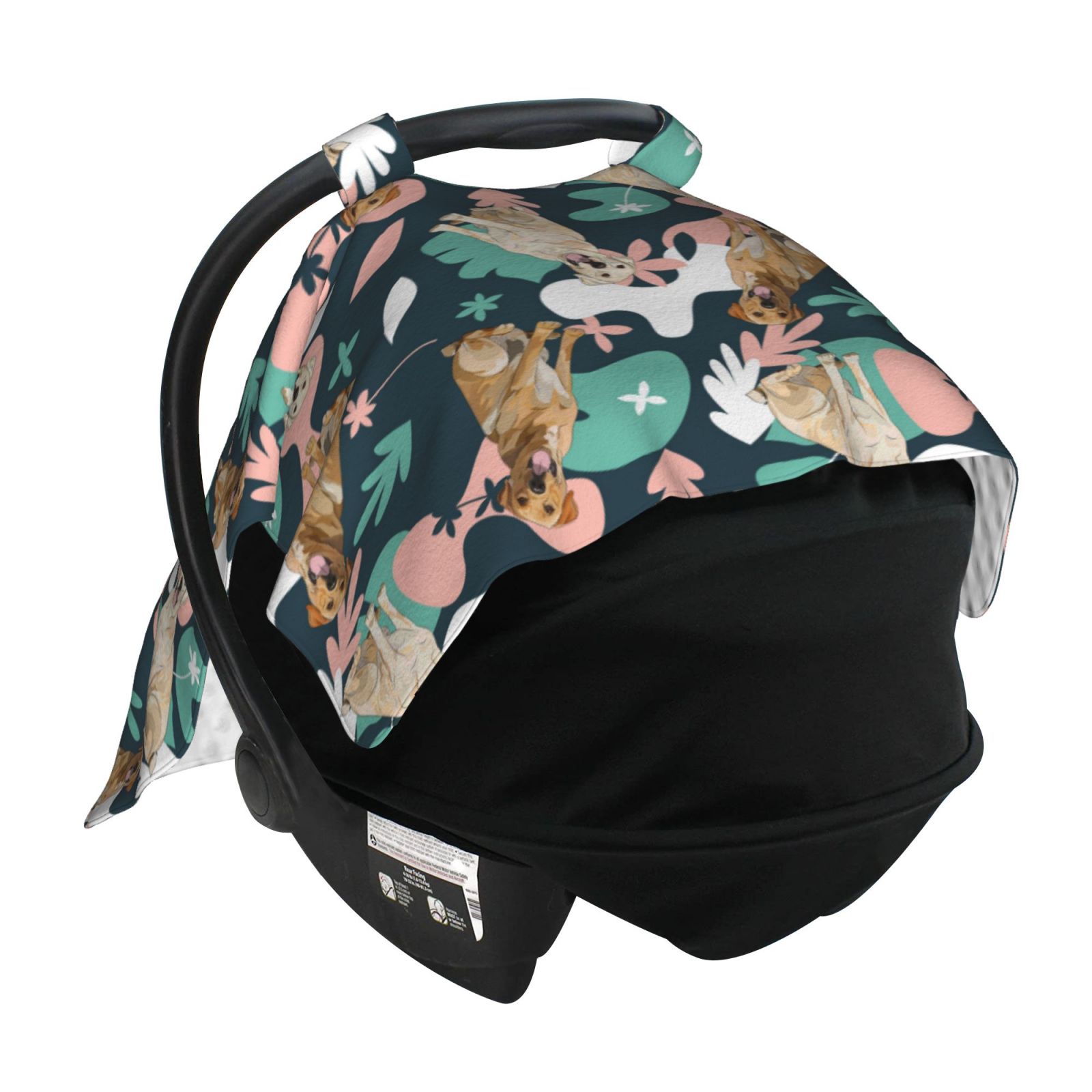 Car Seat Cover Baby - Labrador Retriever Dog Green Pink Breathable Infant Car Seat Cover for Baby Carseat, Lightweight Comfort Baby Essentials Must Haves Newborn Stuff for Girl Boy