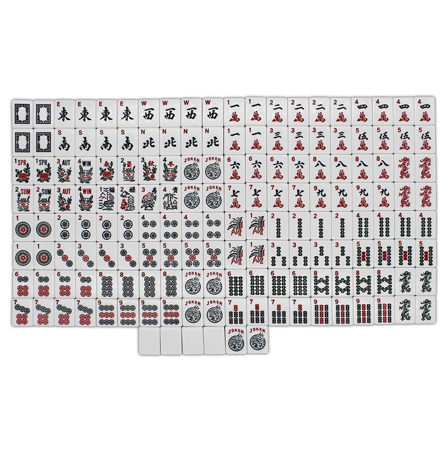 American Mahjong Set - Red Burgundy Soft Bag - 166 White Engraved Tiles, 4 All-in-One Rack/Pushers Western Mah Jongg Game Set