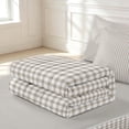 thumbnail image 6 of Manfei Rustic Grid Zipper Twin Comforter Sets with Fitted Sheet and 2 Pillowcases,Modern Check Zipper Bedding Set,Cream White,Light Gray Reversible,4pcs, 6 of 8