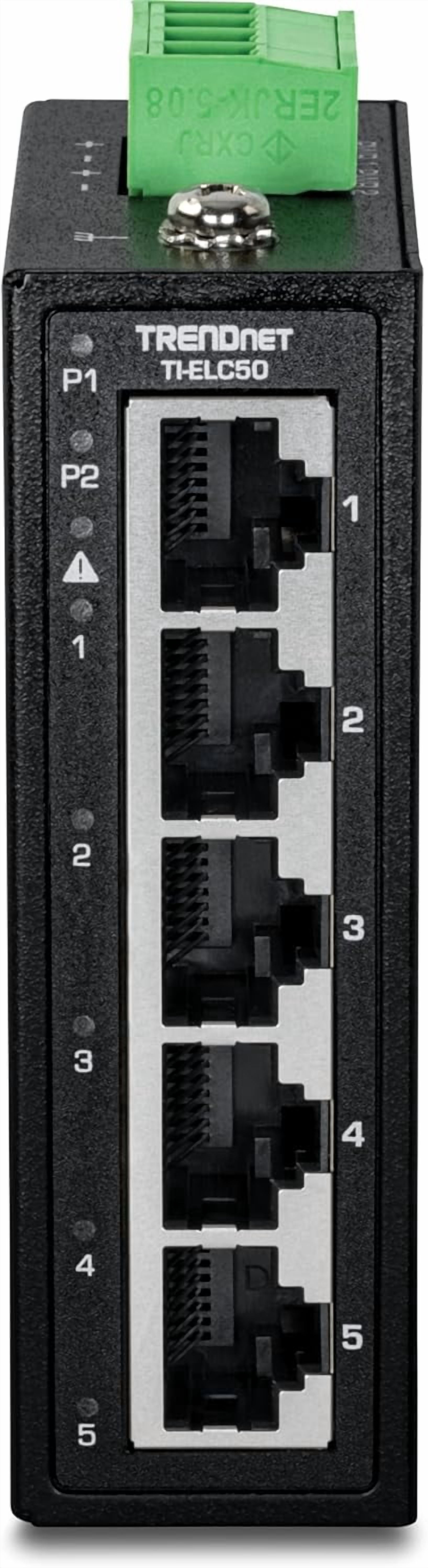 TRENDnet TI-ELC50,5-Port Industrial Fast Ethernet DIN-Rail Mini Switch