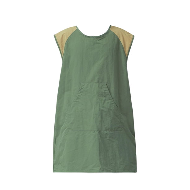 Delantal de pintura con pechera, multifuncional, para adultos, versátil y práctico para la cocina. Verde