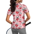 thumbnail image 2 of Whosucclay French Bulldog Puppy Strawberry Half Zipper Golf Short Sleeve Top, Polyester Polo Shirts Easy Care Elastic Tennis Shirts for Gym Outdoor Vacation Size X-Large, 2 of 10