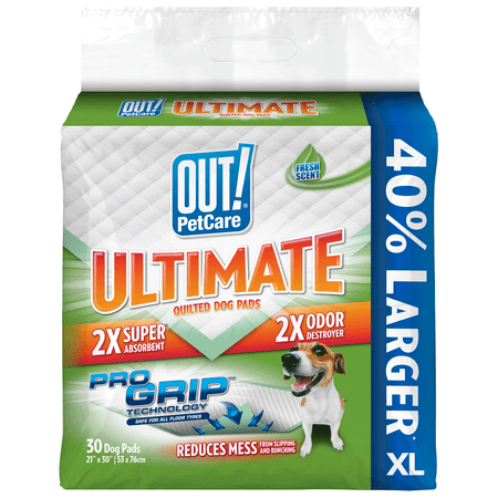 OUT! Ultimate Pro-Grip XL Dog Pads | Absorbent Pet Training and Puppy Pads | Grip Technology Prevents Slipping and Bunching | 20 Pads | 21 x 30 (Best Non Slip Flooring For Dogs)