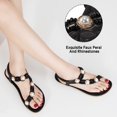 thumbnail image 5 of Atoshopce Women Summer Black Flat Sandals Casual Rhinestone Pearl Beach Sandals, 5 of 6