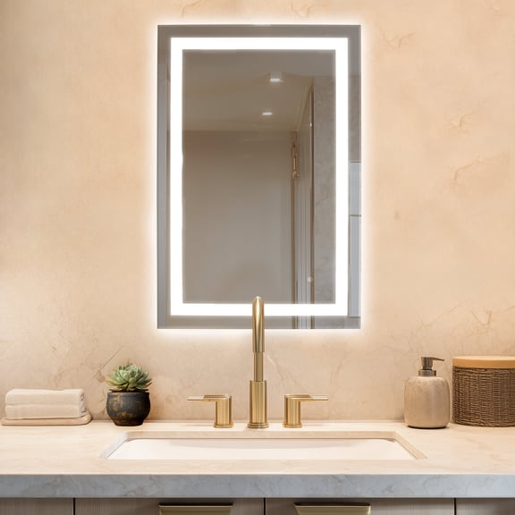 Warmlyyours MR-3624D-AUD 24 in. W X 36 in. H Rectangular Frameless Audrey Bathroom Wall Mirror -