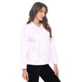 thumbnail image 2 of Casual Nights Women's Soft Bed Jacket, Button Front Long Sleeve Sleep Top with Pockets, 2 of 5