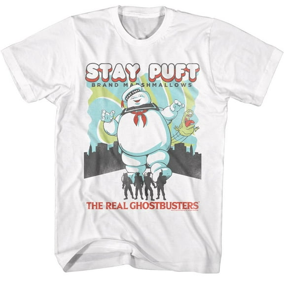 The Real Ghostbusters Stay Puft and Busters White T-Shirt