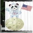 thumbnail image 4 of Ambesonne Panda Shower Curtain, Astronaut on Moon Cartoon, 69"Wx84"L, Red Navy White, 4 of 5