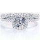 thumbnail image 1 of JeenMata Anillo de Bodas de 1,5 Quilates con Halo de Diamantes y Moissanita de Talla Cojín Engastado en Oro Blanco de 10 K, 1 of 6