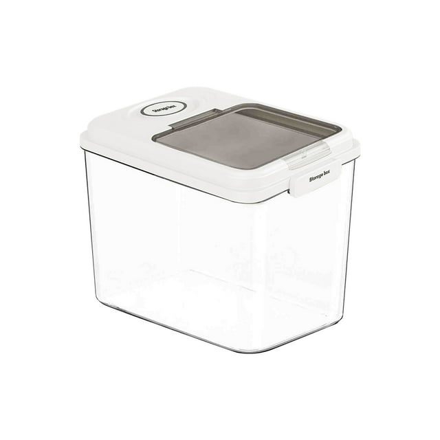 22lb Clear Airtight Pet Food Container – Double-Sealed Grain Storage Bin with Measuring Cup Included