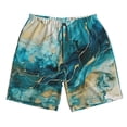 thumbnail image 2 of Honeii's Abstract Ocean Currents Print Men's Casual Shorts with Drawstring，Swim Trunks Quick Dry Beach Shorts, 2 of 5