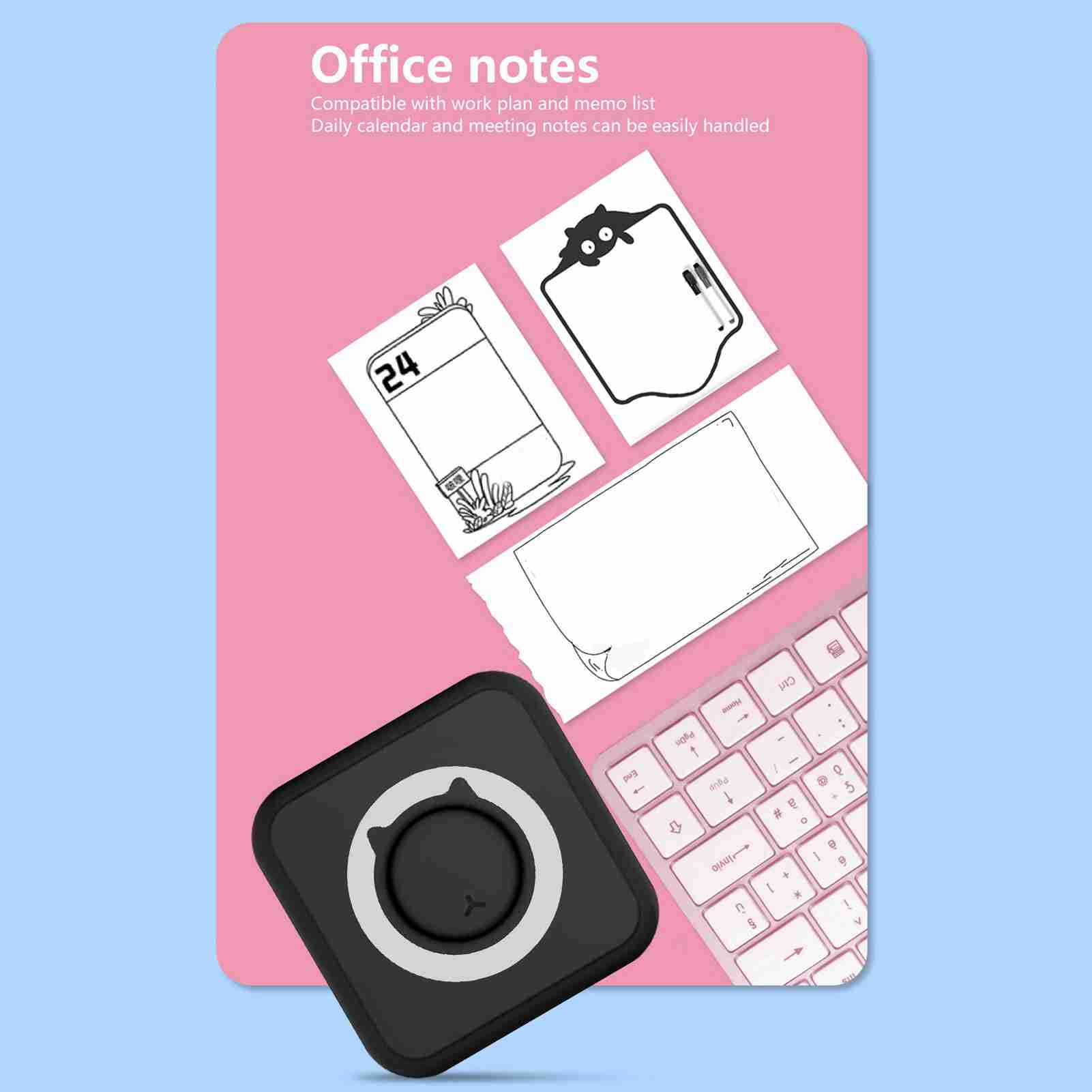 Photo Printer Multifunction Portable Printer Wireless  Mini Printer Support BT Connection For Smartphone With 6 Thermal Paper Rolls+5 Self-adhesive Paper Rolls+3