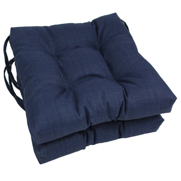 Cojines de silla acolchados cuadrados de poliéster hilado para exteriores de 16 pulgadas (juego de 2) - Azul Blazing Needles 916x16SQ-T-2CH-REO-SOL-05