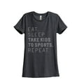 thumbnail image 1 of Thread Tank Eat Sleep Take Kids To Sports Repeat Women's Fashion Relaxed Crewneck T-Shirt Tee Charcoal Small, 1 of 5