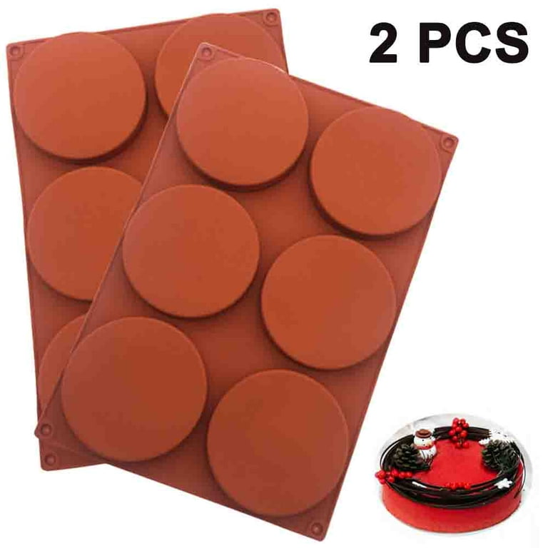  2 Pcs Large Silicone Molds for Baking, 6-Cavity Round Silicone  Baking Mold, Non-Stick 4” Baking Disc Molds for Whoopie Pie, Egg  Pan,Muffin, Candy, Soap, Hamburger, Resin Coasters (Red) : Home 