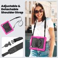 thumbnail image 6 of Case for iPad Pro 13 inch (2025 M5/2024 M4) with Screen Protector, 360 Degree Rotating Kickstand Hand Strap Heavy Duty Shockproof Cover with Shoulder Strap, Rose, 6 of 7