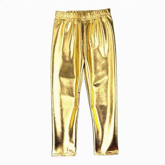 Gubotare Girls Shiny Jogger Pants Metallic Elastic Waist Sweatpants for Kids High Waist Dance Stage 5T 6T (Gold,5-6 Years)