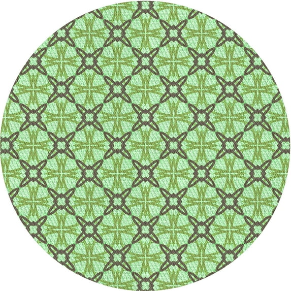 Ahgly Company Indoor Round Patterned Olive Drab Green Area Rugs, 3' Round