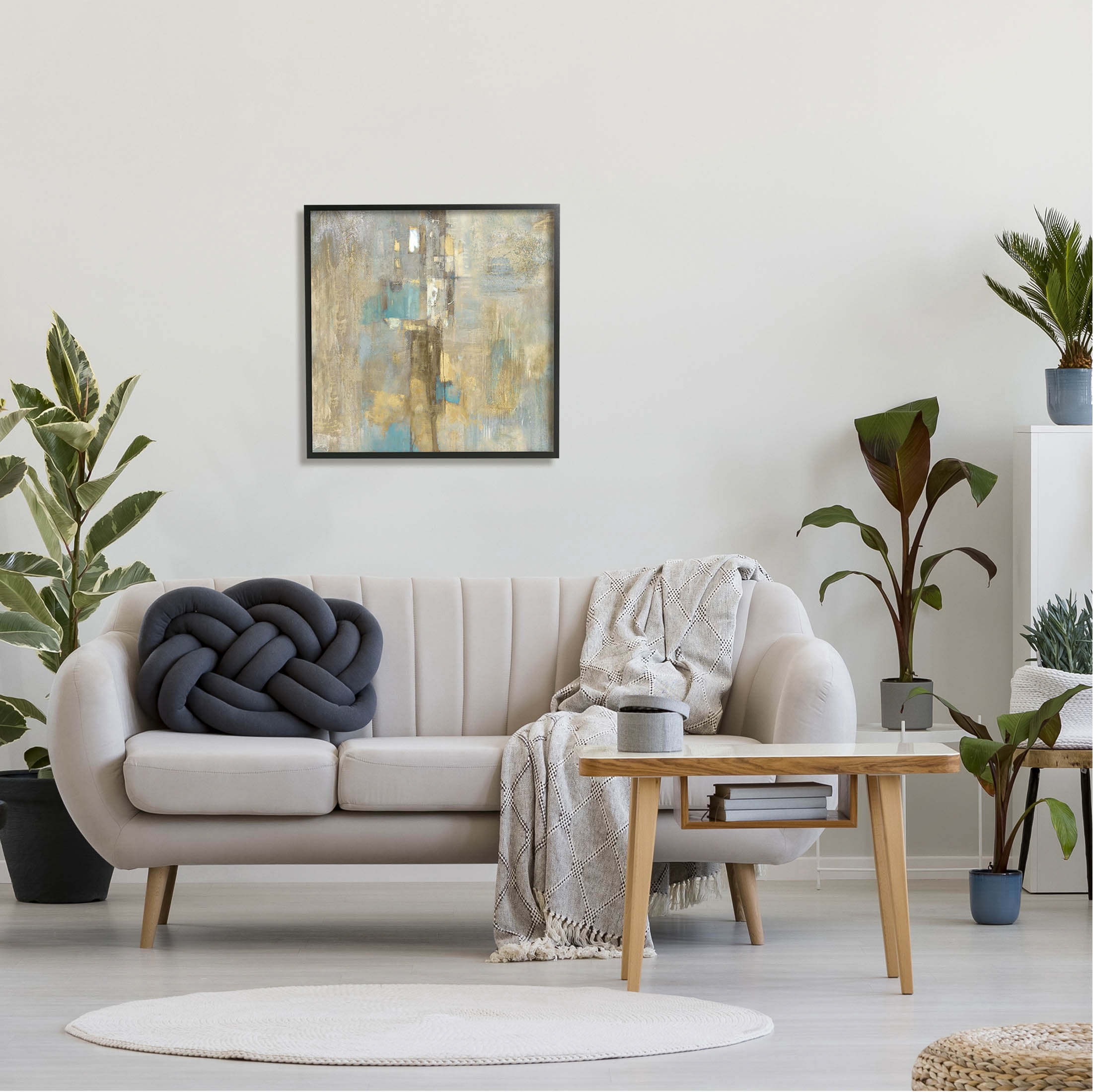 Stupell Industries Modern Shapes Composition Painting Black Framed Art Print Wall Art, Design by Justin Turner
