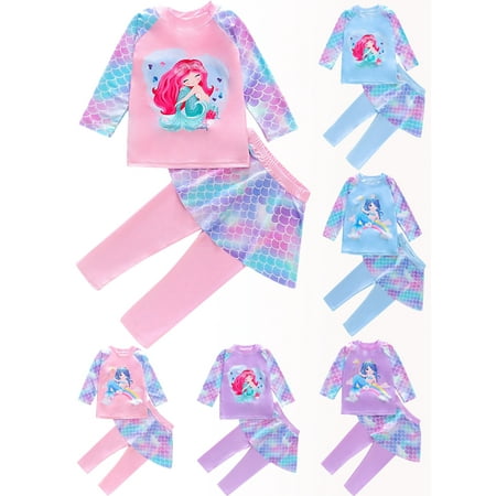 

GYRATEDREAM Toddler Girls Swimsuit Two Piece Tankini UPF 50+ Rash Guard Set Bathing Suit Beach Swim Dress 1-8 Years
