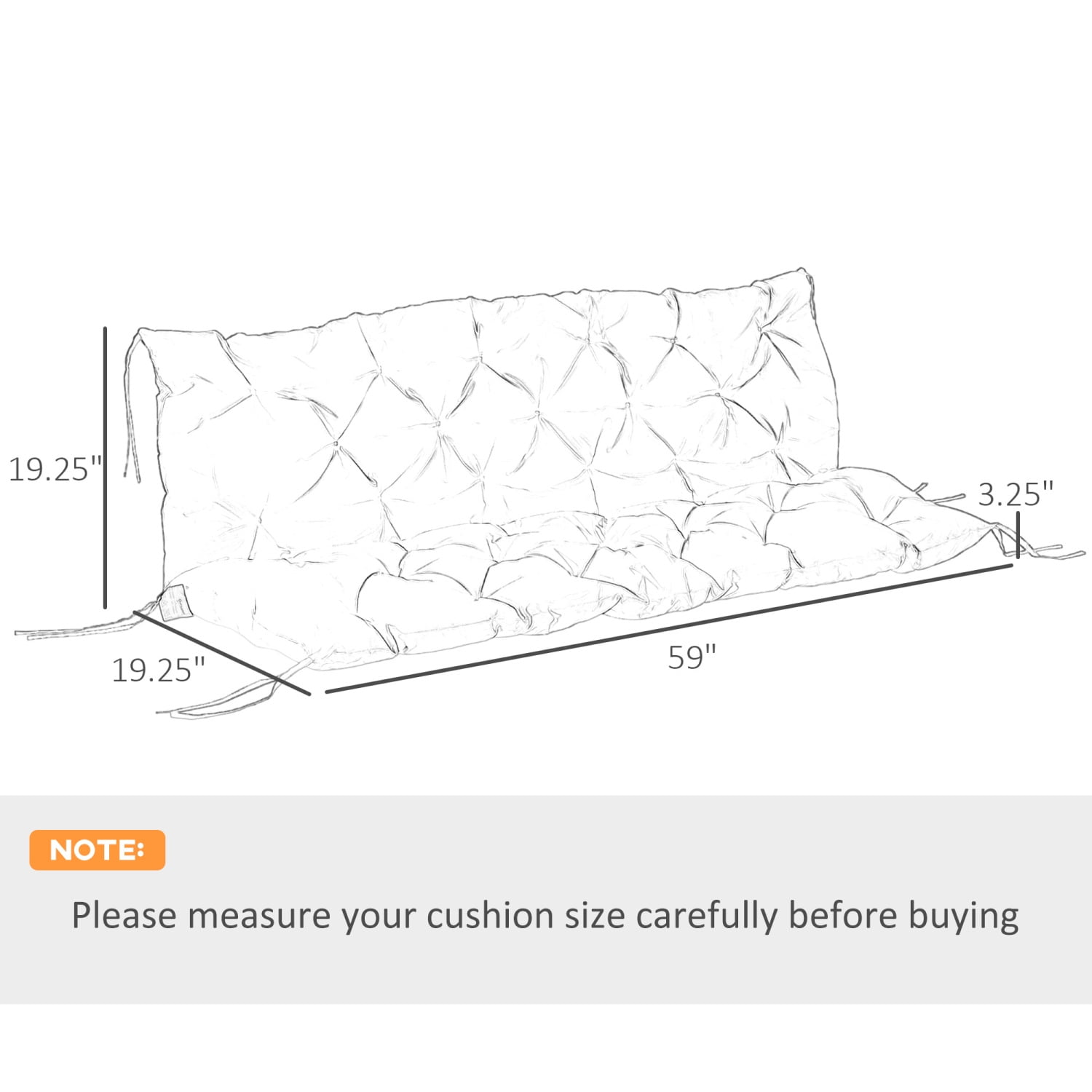 3-Seater Tufted Bench Cushion, Plush Comfort for Patio Swing, Sofa, Couches