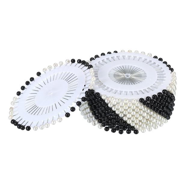 Uxcell Alfileres de Costura Rectos con Cabeza de Perla Redonda para Manualidades DIY, Paquete de 960 en Negro y Blanco