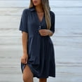 thumbnail image 5 of Women's 2026 Summer Dresses V Neck Spaghetti Strap Sundress Casual Beach Flowy Mini Dress with Pockets Navy L, 5 of 9