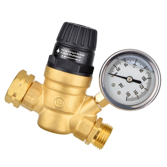 Water Pressure Regulator with Inlet Screened Filters Handle Adjustable Water Pressure Reducer for Garden