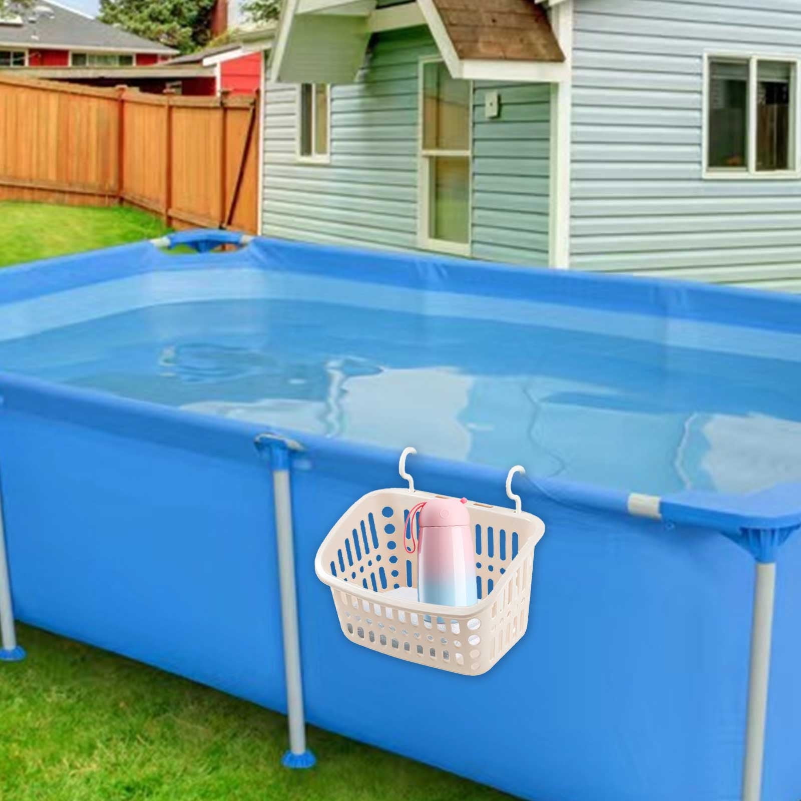 Panier De Rangement Pour Piscine, Panier De Rangement Suspendu Avec 2 Porte Gobelets Panier De Piscine En Plastique Recycle Pour Accessoires De Piscine Hors Sol 88285770