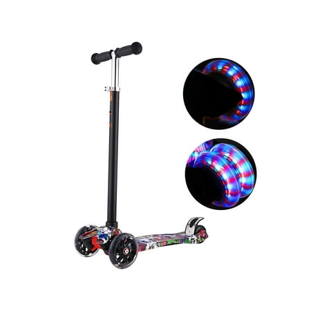 Children 3 Wheel Scooter,Kick Scooter for Kids, 4 Adjustable Height, Lean to Steer with PU LED Light Up Wheels for Children from 3 to 17 Years Old
