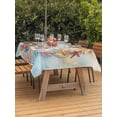 thumbnail image 3 of Outdoor Tablecloth with Umbrella Hole for Patio/Picnic/Party/Camping, Summer Nautical Waterproof Table Cloth Rectangle Table Cover Washable, Ocean Beach Waves Marine Starfish Coral Shell (60"x 102"), 3 of 8