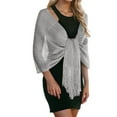 thumbnail image 4 of Scarves for Women Winter Scarf Rheane Sparkling Metallic Shawls And Wraps With Buckle for Evening Party Dresses Wedding Party Gold And Silver Silk Tassel Scarf Dinner Wedding Shawl, 4 of 4