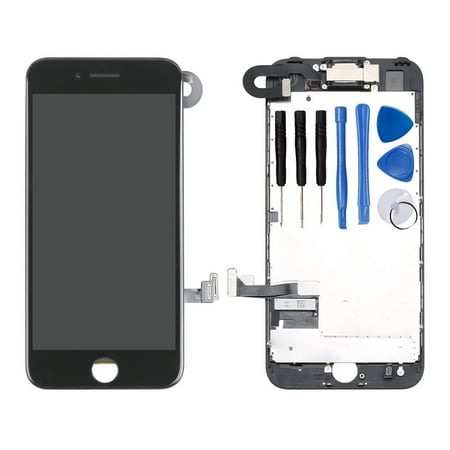 Bw Lcd - Ayake Full Display Assembly for iPhone 7 Black LCD Screen Replacement with Front Facing Camera and Speaker Pre-Assembled (All Required Tools Included)