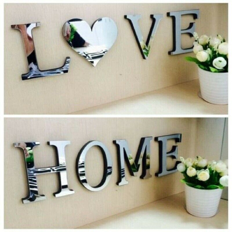Ush Mirror Wall Sticker Love Home, Mirror Letters Wall Art