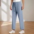 thumbnail image 5 of Tanghaowl Women's Pants, Casual Women's and Men's Solid Color Loose Sweatpants for Everyday Outings Home Attire | Relaxed Wide Leg Straight Style Comfort Wear Blue M, 5 of 7