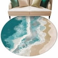 thumbnail image 2 of Round Area Rug 8ft,Bohemian Seaside Gradient Ocean Waves Washable Carpet Non-Slip Runner Accent Rugs Indoor Floor Mat for Bedroom Living Room Decor,Summer Beaches, 2 of 9