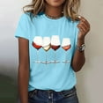 thumbnail image 2 of kaondbfi Women's Wine Glass Printed Shirt Short Sleeve Round Neck T Shirt Fashion Top Lightweight Soft Casual Summer Tops Womens Essentials Fashion Clothing, 2 of 4