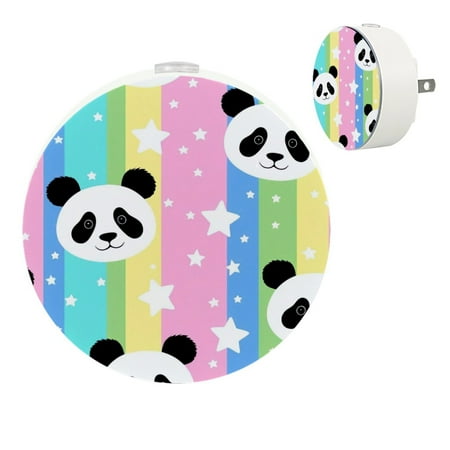 

YZUOUZY Night Light Small Lamp Bedside Lamps Set of 2 Cute Panda Rainbow Stripes Background