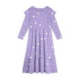 thumbnail image 4 of Abcomgle Long Dresses for Girls 12-14 Casual A-Line Ruffle Long Sleeve Maxi Dress Polka Dot Crew Neck Sundresses Boho Tiered Dresses with Pockets,Light Purple, 4 of 5