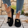 thumbnail image 2 of Loafers for Women Fringe Suede Slip on Flat Shoes Casual Round Toe Tassel Walking Shoes Comfortable Moccasins Black Size 8, 2 of 7
