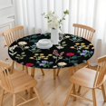 thumbnail image 3 of Round Tablecloth Featuring Floral Motifs and Elastic Edge, Made of Durable Polyester, Perfect Fit for Tables 44-52 Inches Wide, 3 of 7