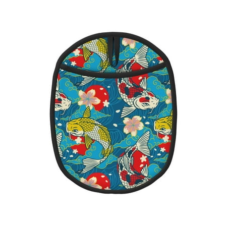

Japanese Koi Pot Holders for Kitchen - Heat Resistant Oven Mitts Hot Pads with Pocket Non Slip Silicone Pot Holders Cuteness Hanging Loop Potholders for Kitchen Baking