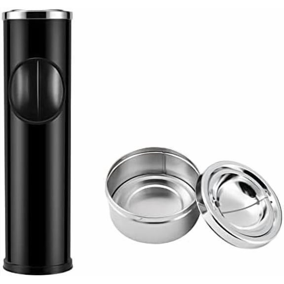 Standing Ashtray Outdoor for Patio: Large & Tall Outside Ash Tray for Cigarette Butt Receptacle, Commercial Metal Smokers Cigar Ash Tray with Lid and Trash Can – Home Decor