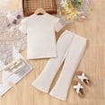 thumbnail image 6 of Wxirdiow Teen Outfits Girls 2PCS Outfit Set Short Sleeve Tops & Flare Pants with Heart Print Casual Girl Clothes Beige Size,7-8 Years, 6 of 7