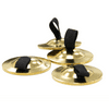 Basic Beat BB732 Cast Brass Finger Cymbals (2 Pairs) - 2¼ Inch, 0.7 lbs, Brighter Pitch with Stitched Black Elastic Straps