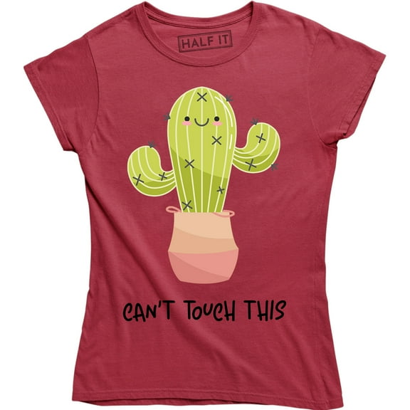 Can't Touch This Cactus Women's Pocket Funny Retro Cute Fashion Tee Shirt