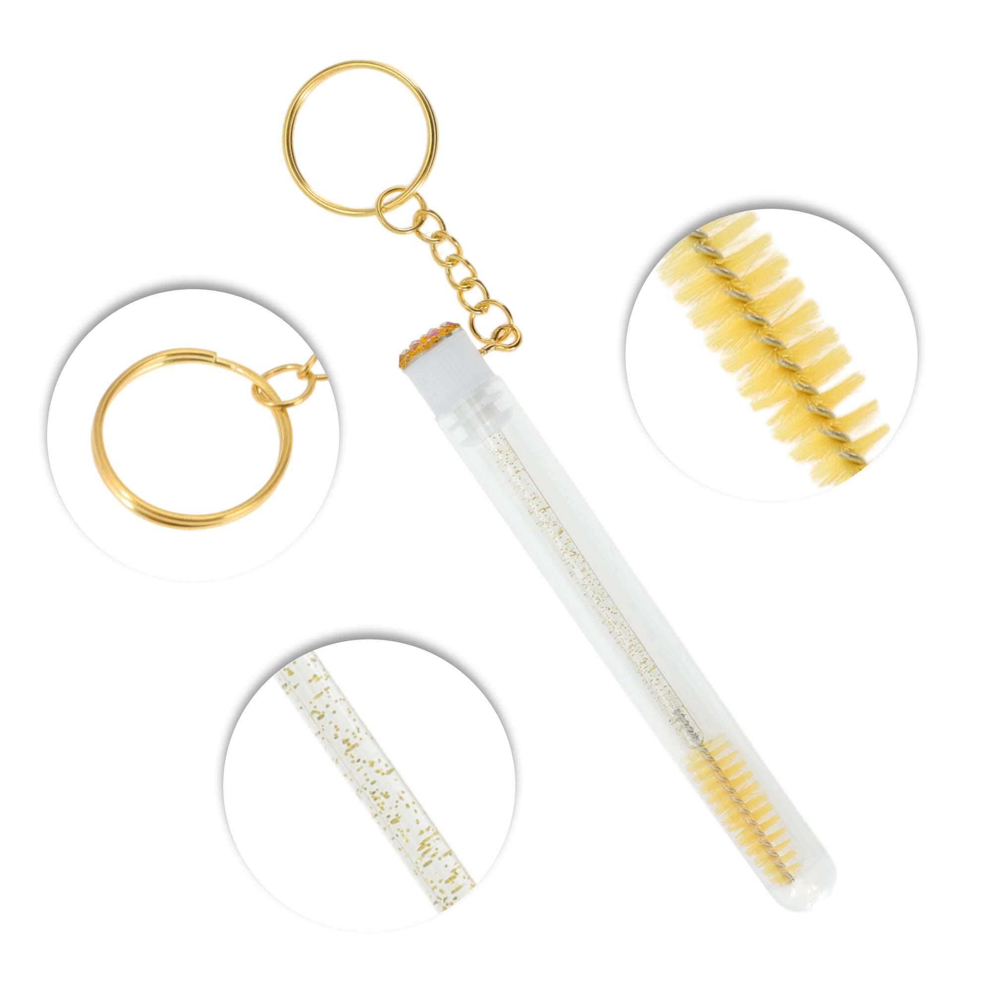 Unique Bargains 1 Pc Durable Eyelash Brush in Tube Design with Gold-Tone Buckle Yellow