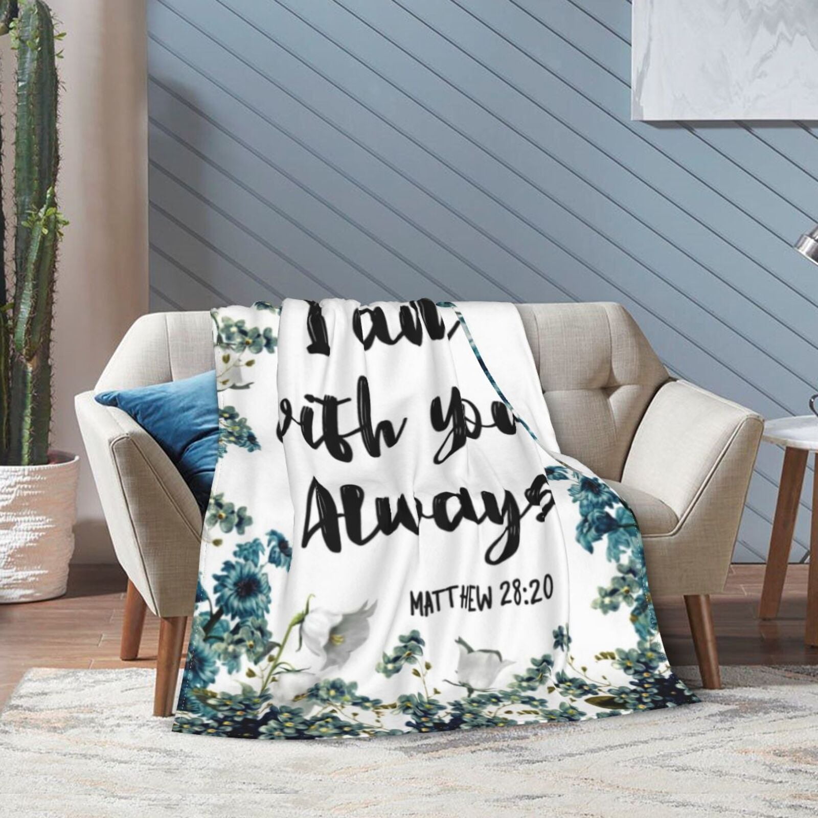 Wijzvio I Am With You Always Throw Blanket Soft Fuzzy Fleece Blanket For Couch Bed Living Room Decoration 50"X40"