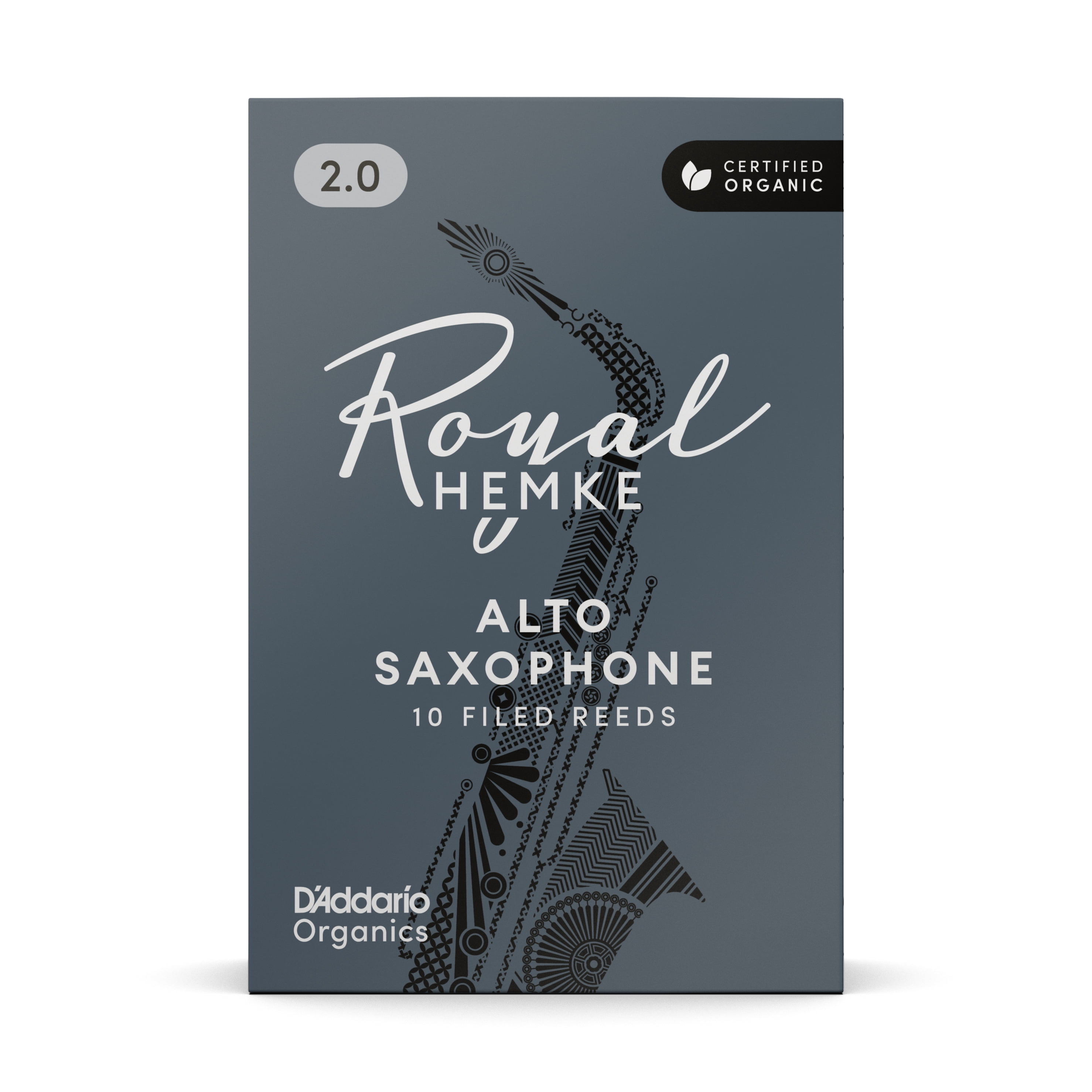 Royal Hemke Organic Alto Saxophone Reeds, Strength 2.0, 10-pack